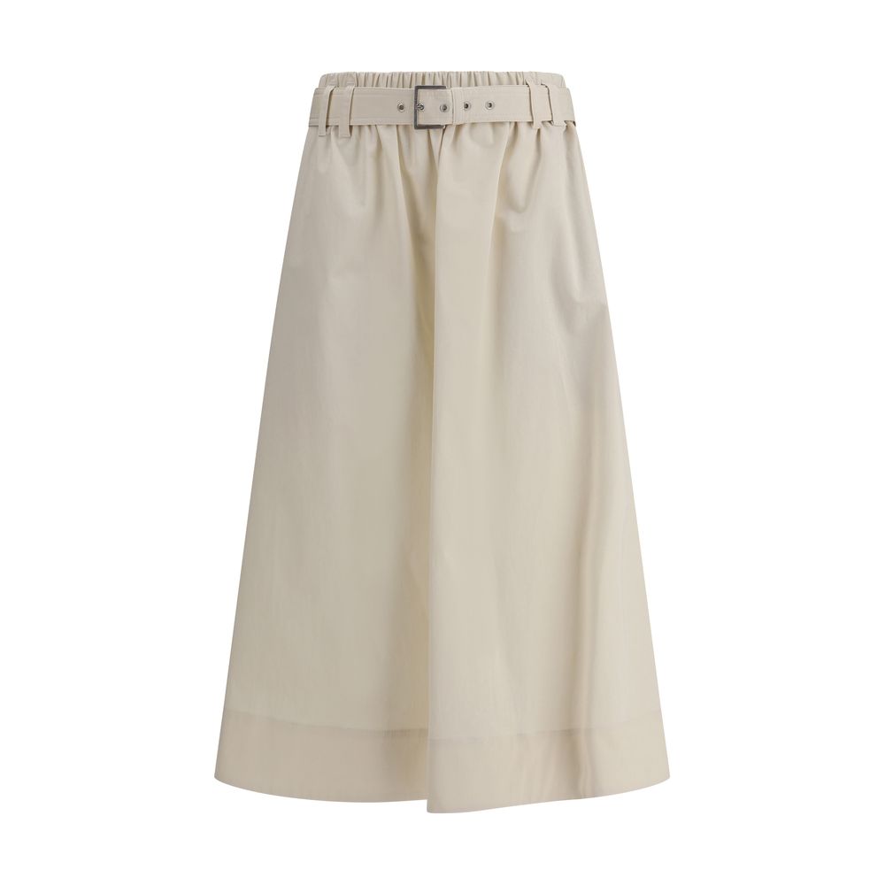 Brunello Cucinelli Cream Wide Long Women's Skirt