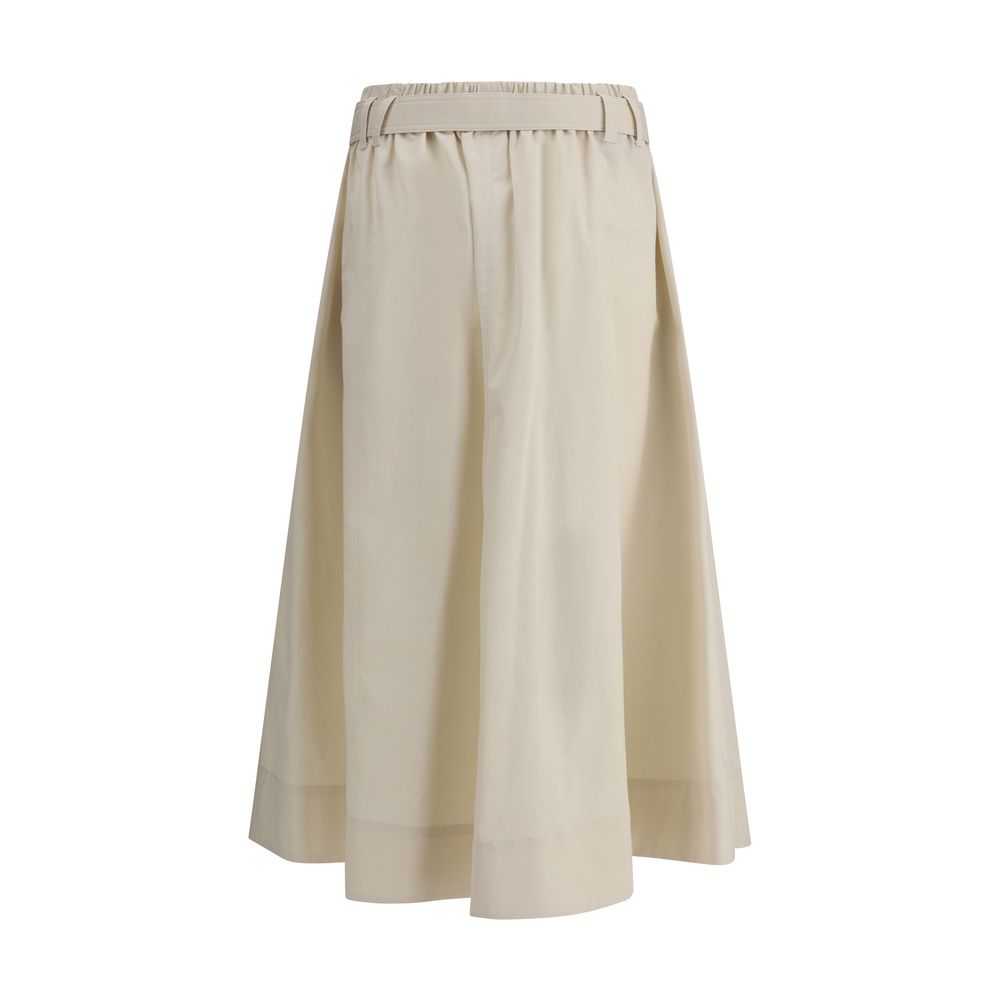 Brunello Cucinelli Cream Wide Long Women's Skirt