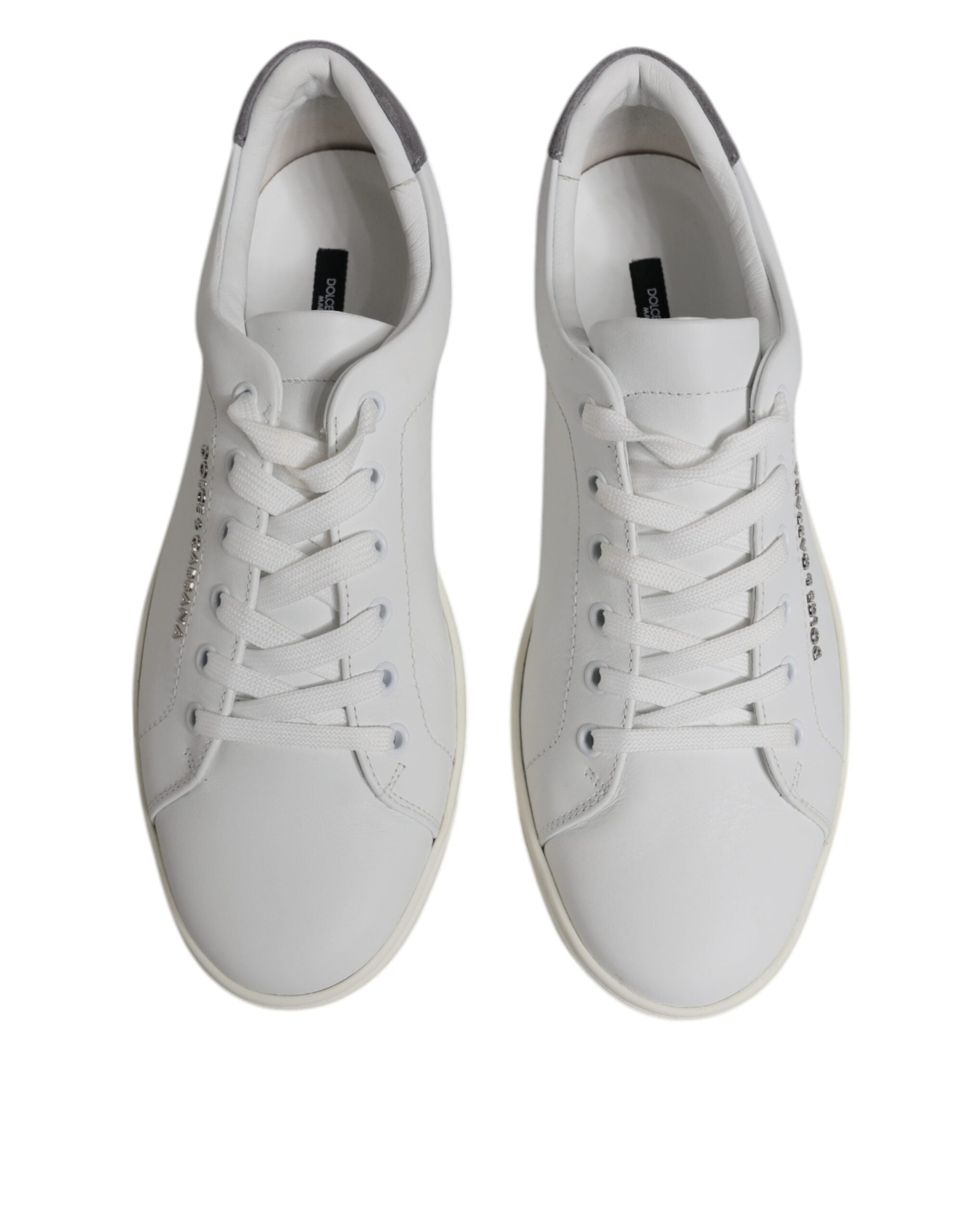 Dolce & Gabbana White Suede Leather Low Top Sneakers Men's Shoes