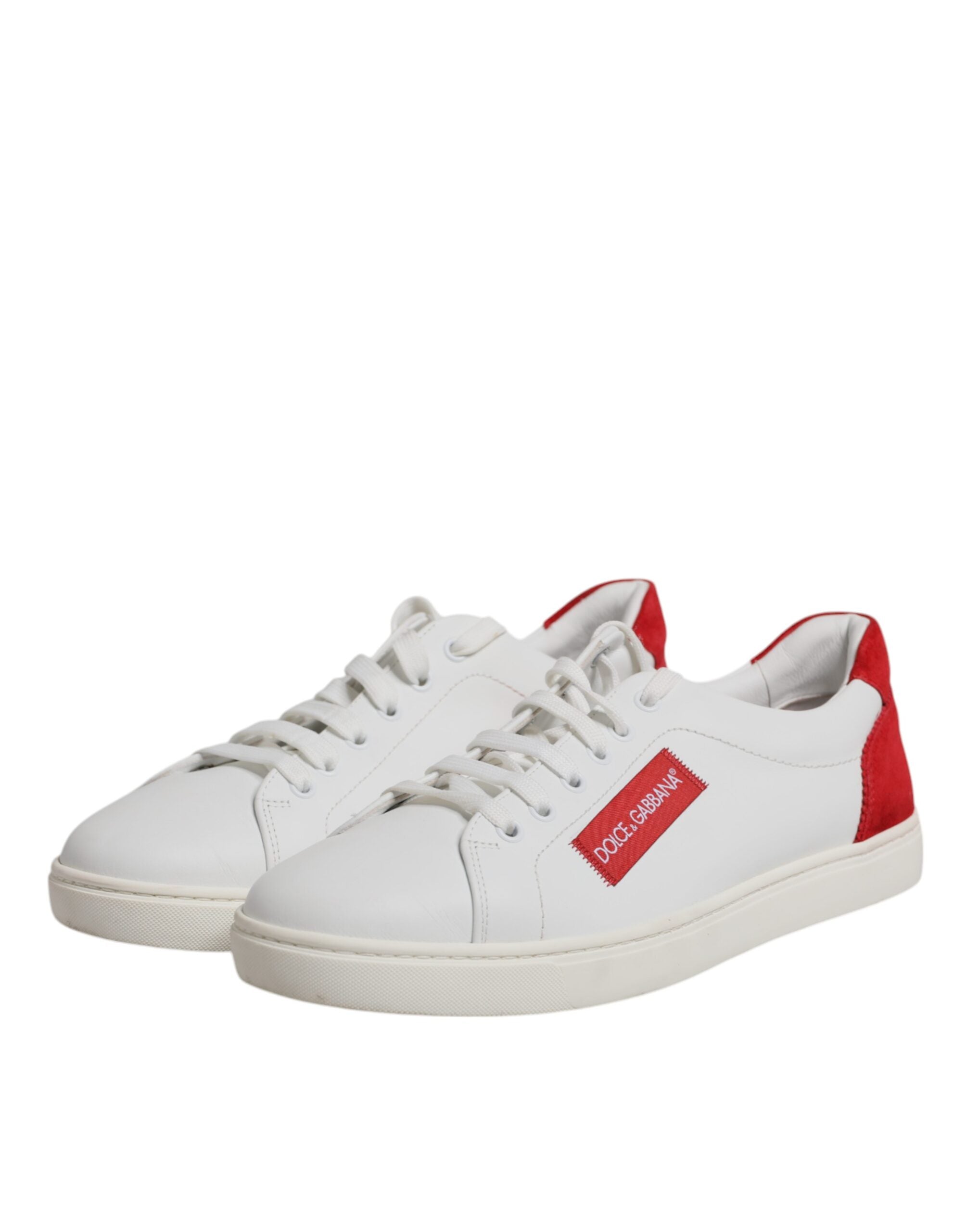 Dolce & Gabbana White Suede Leather Low Top Sneakers Men's Shoes (Pre-Owned)