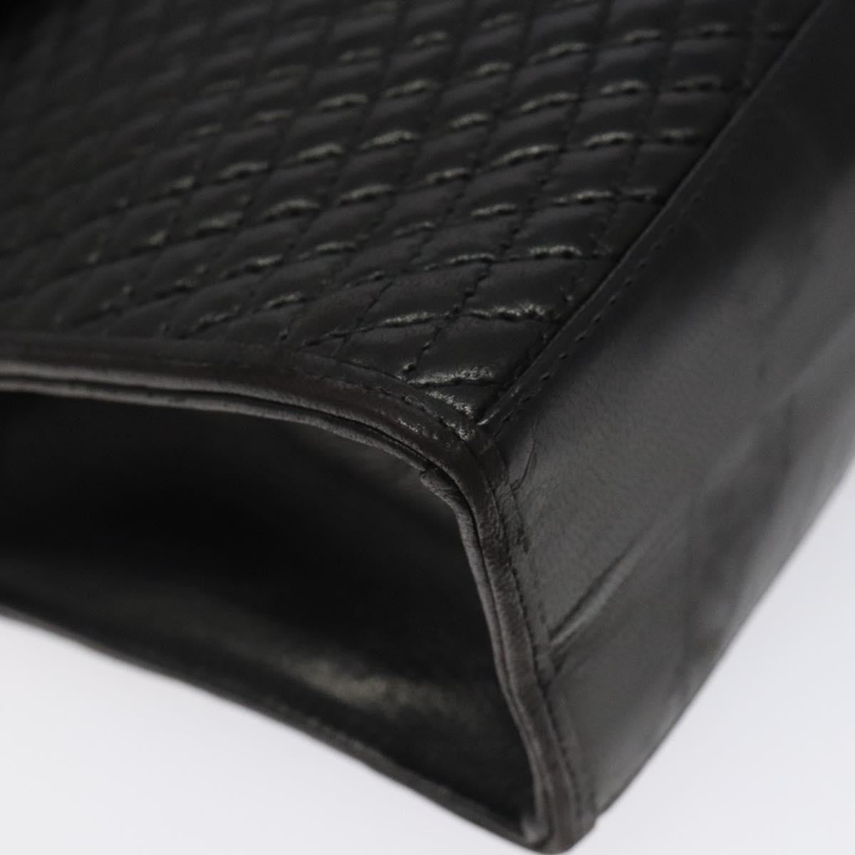 Bally Vintage Quilted Leather Black Leather Handbag (Pre-Owned)