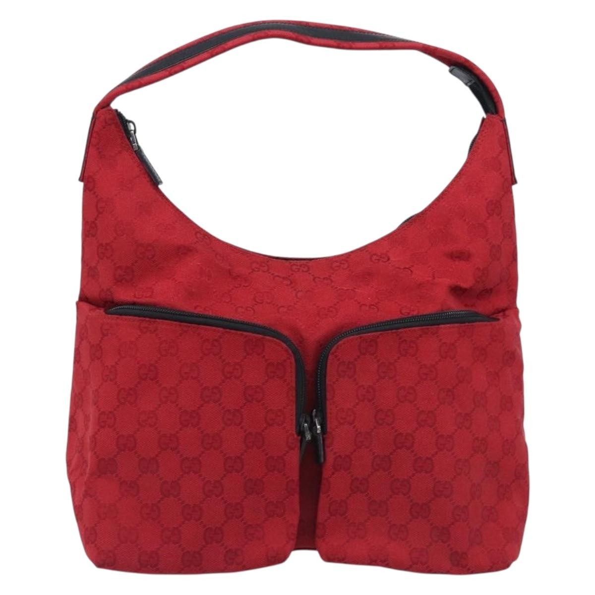 Gucci Double Pocket Zip Hobo Gg Canvas Red Canvas Shoulder Bag Bag (Pre-Owned)