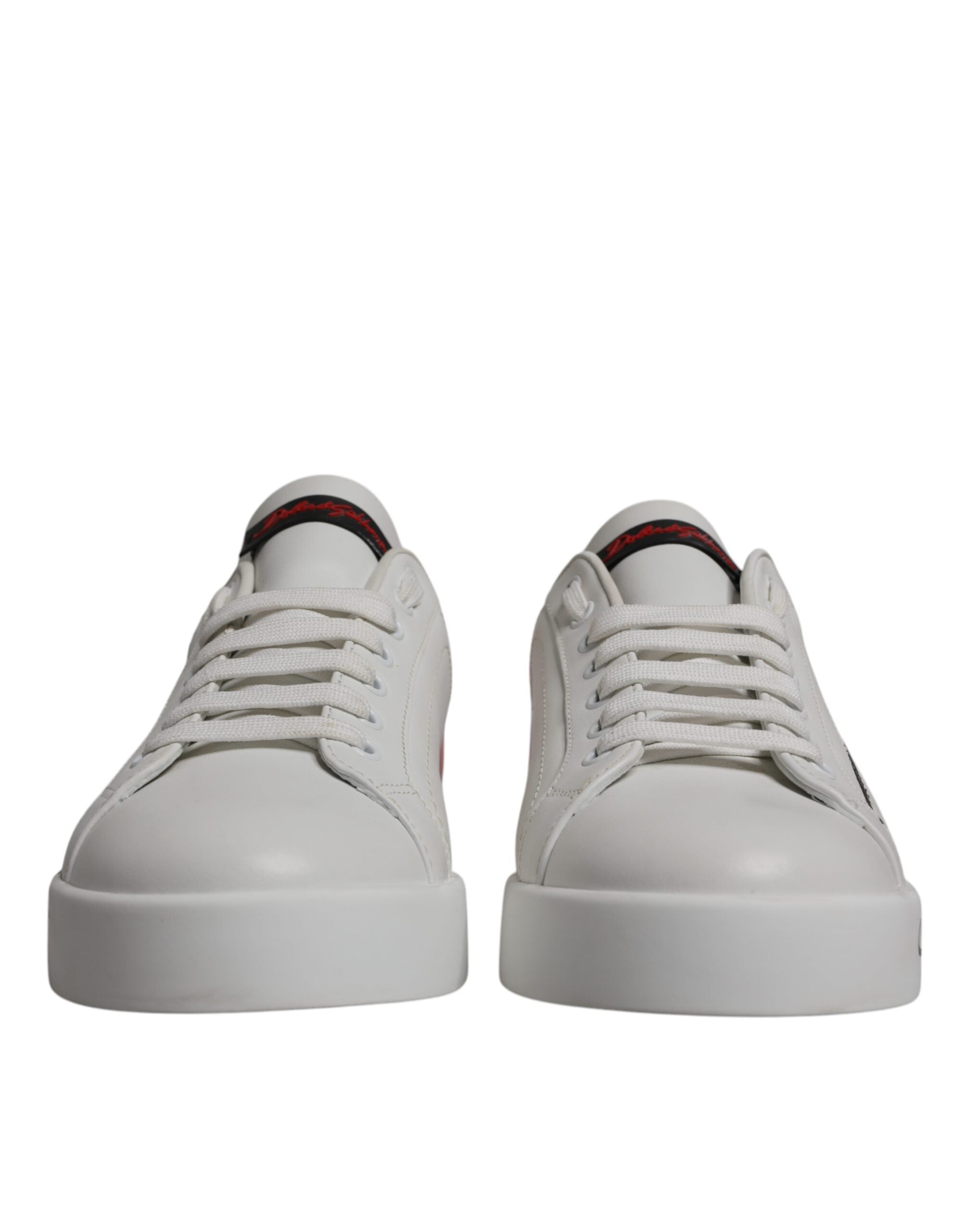 Dolce & Gabbana White Red Leather Logo Low Top Sneakers Men's Shoes (Pre-Owned)