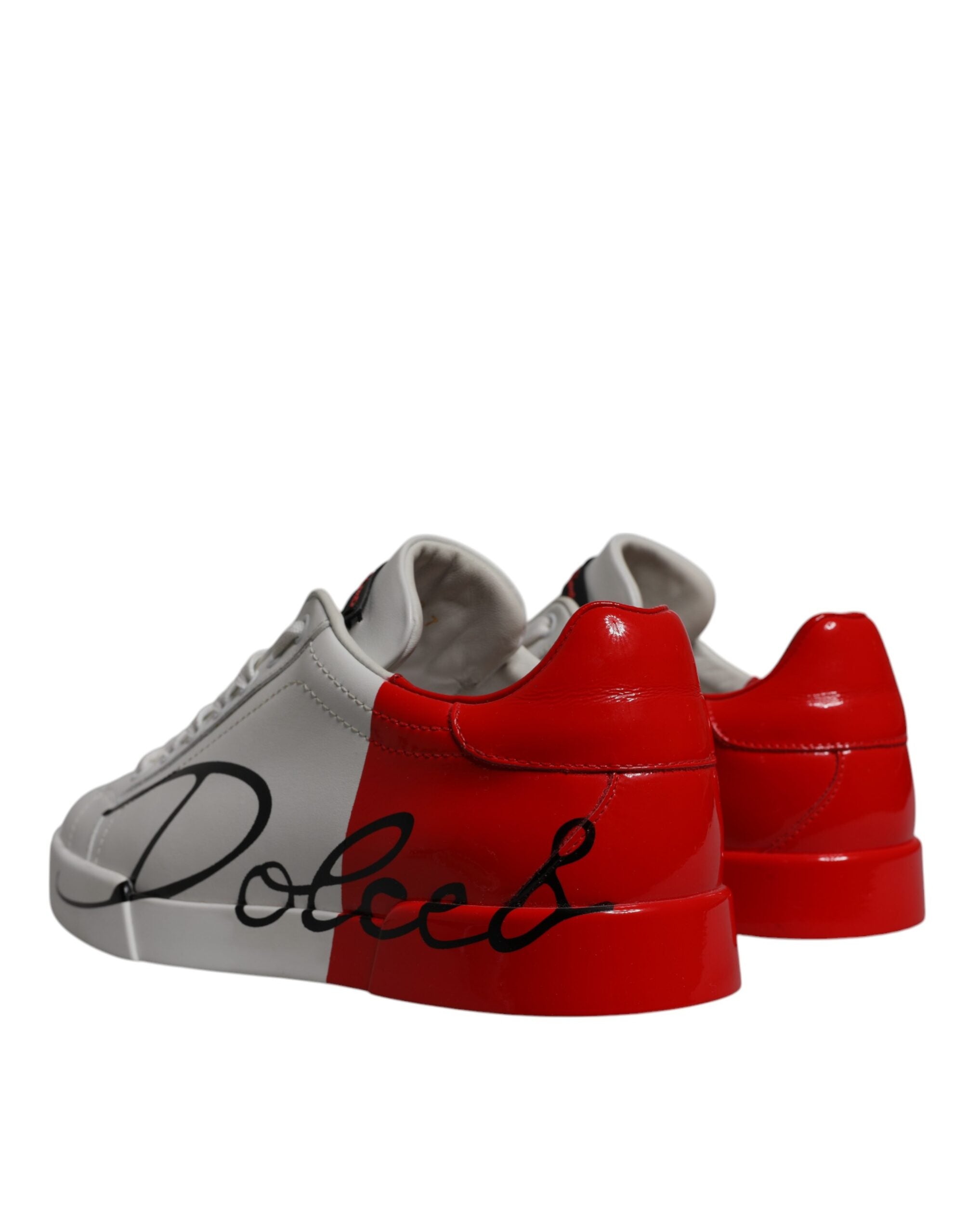 Dolce & Gabbana White Red Leather Logo Low Top Sneakers Men's Shoes (Pre-Owned)