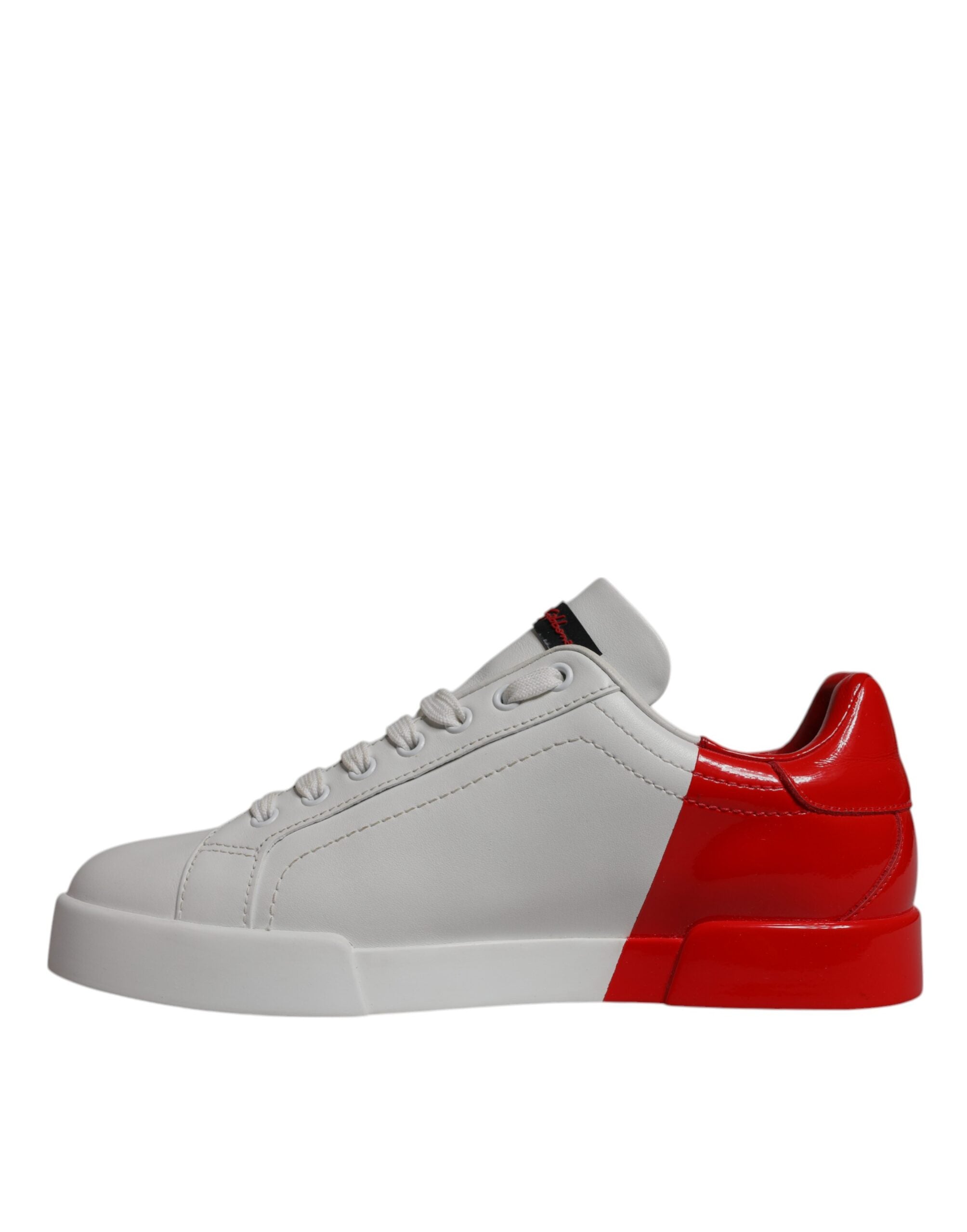 Dolce & Gabbana White Red Leather Logo Low Top Sneakers Men's Shoes (Pre-Owned)
