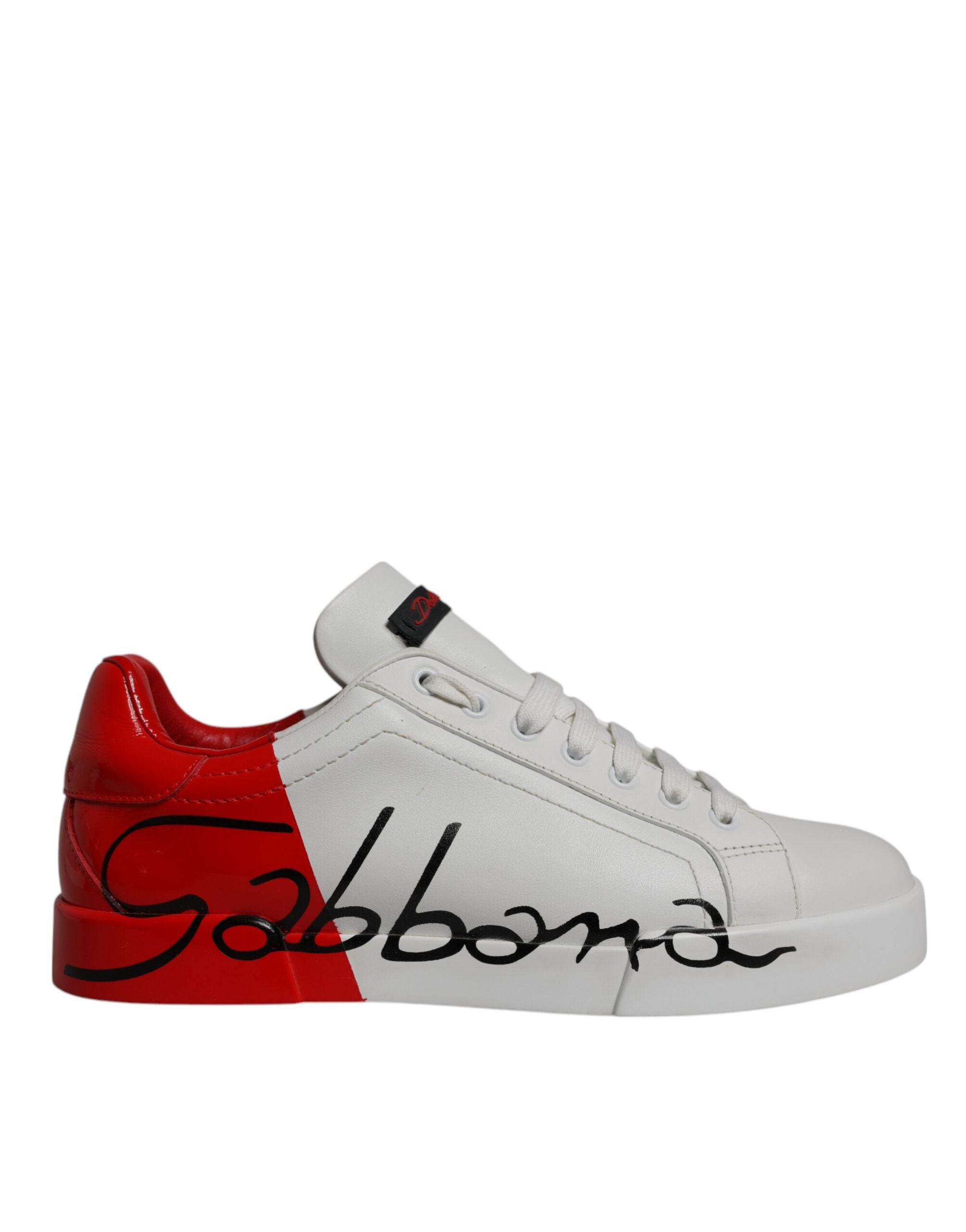 Dolce & Gabbana White Red Leather Logo Low Top Sneakers Men's Shoes (Pre-Owned)