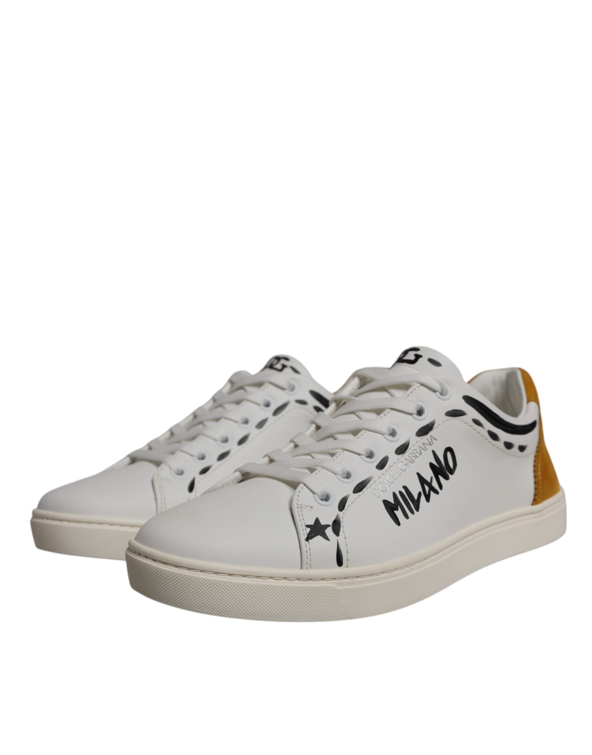 Dolce & Gabbana White Suede Leather Low Top Sneakers Men's Shoes