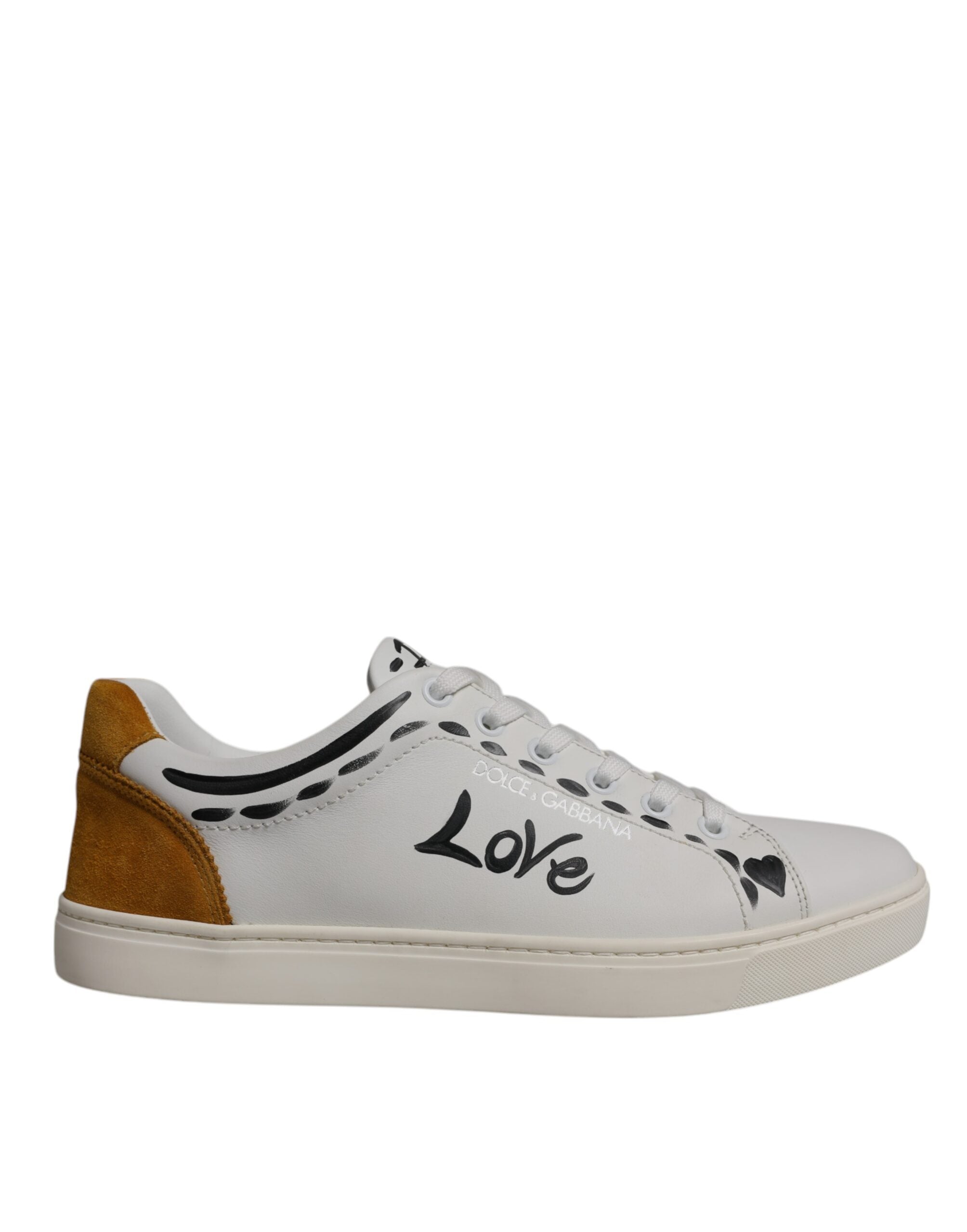 Dolce & Gabbana White Suede Leather Low Top Sneakers Men's Shoes