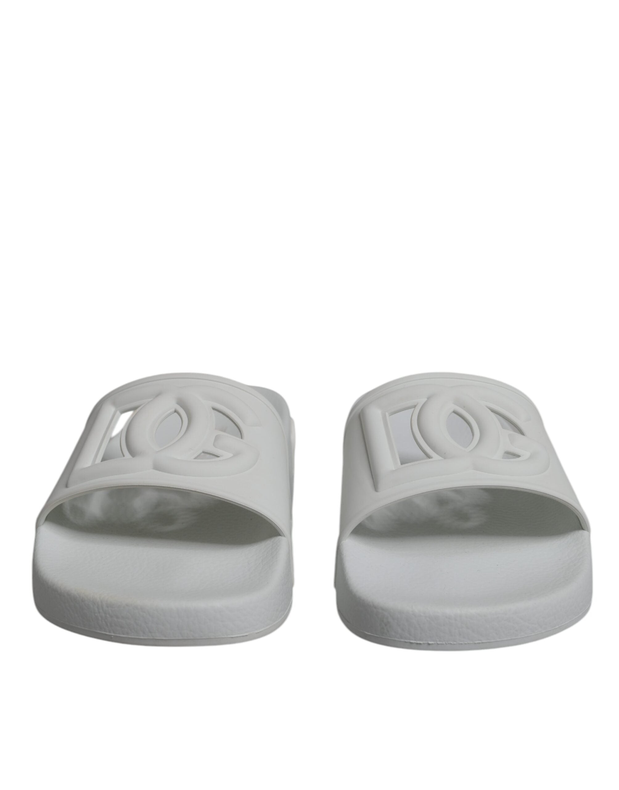 Dolce & Gabbana White Rubber Slides Sandals Beachwear Women's Shoes