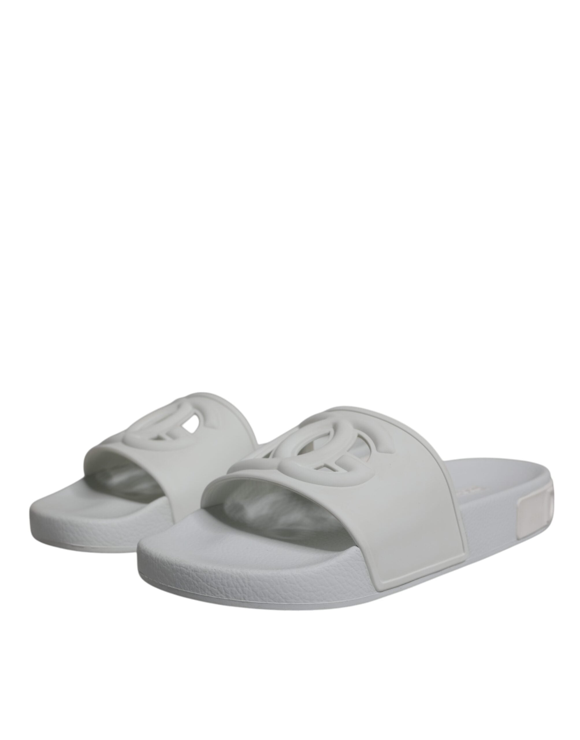 Dolce & Gabbana White Rubber Slides Sandals Beachwear Women's Shoes