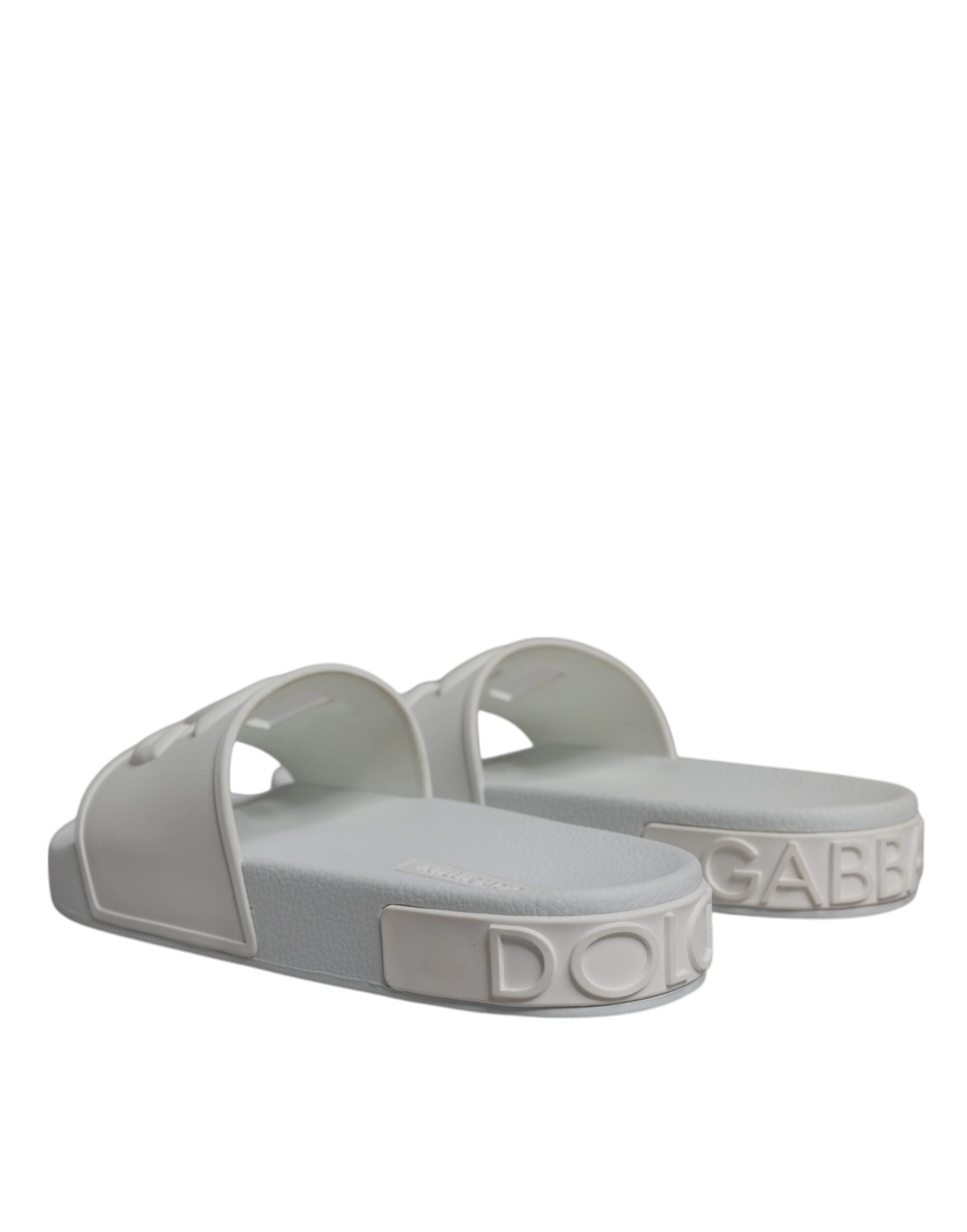 Dolce & Gabbana White Rubber Slides Sandals Beachwear Women's Shoes