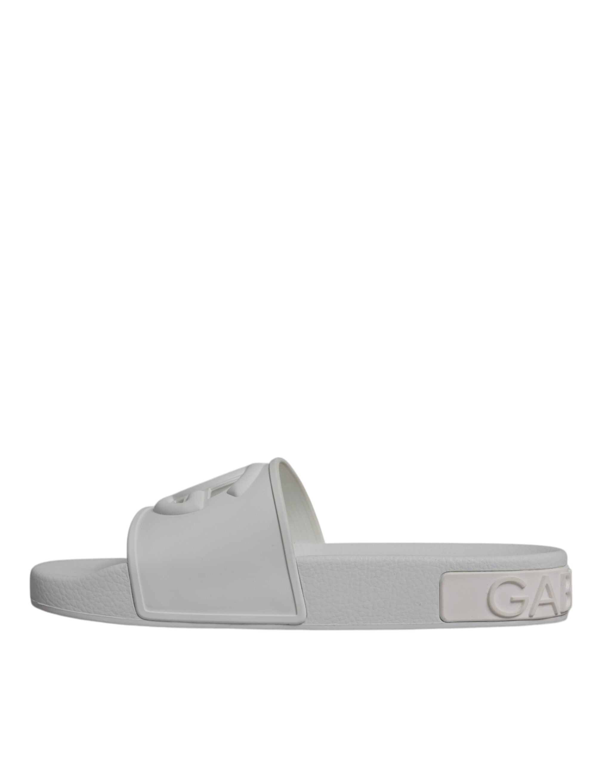 Dolce & Gabbana White Rubber Slides Sandals Beachwear Women's Shoes