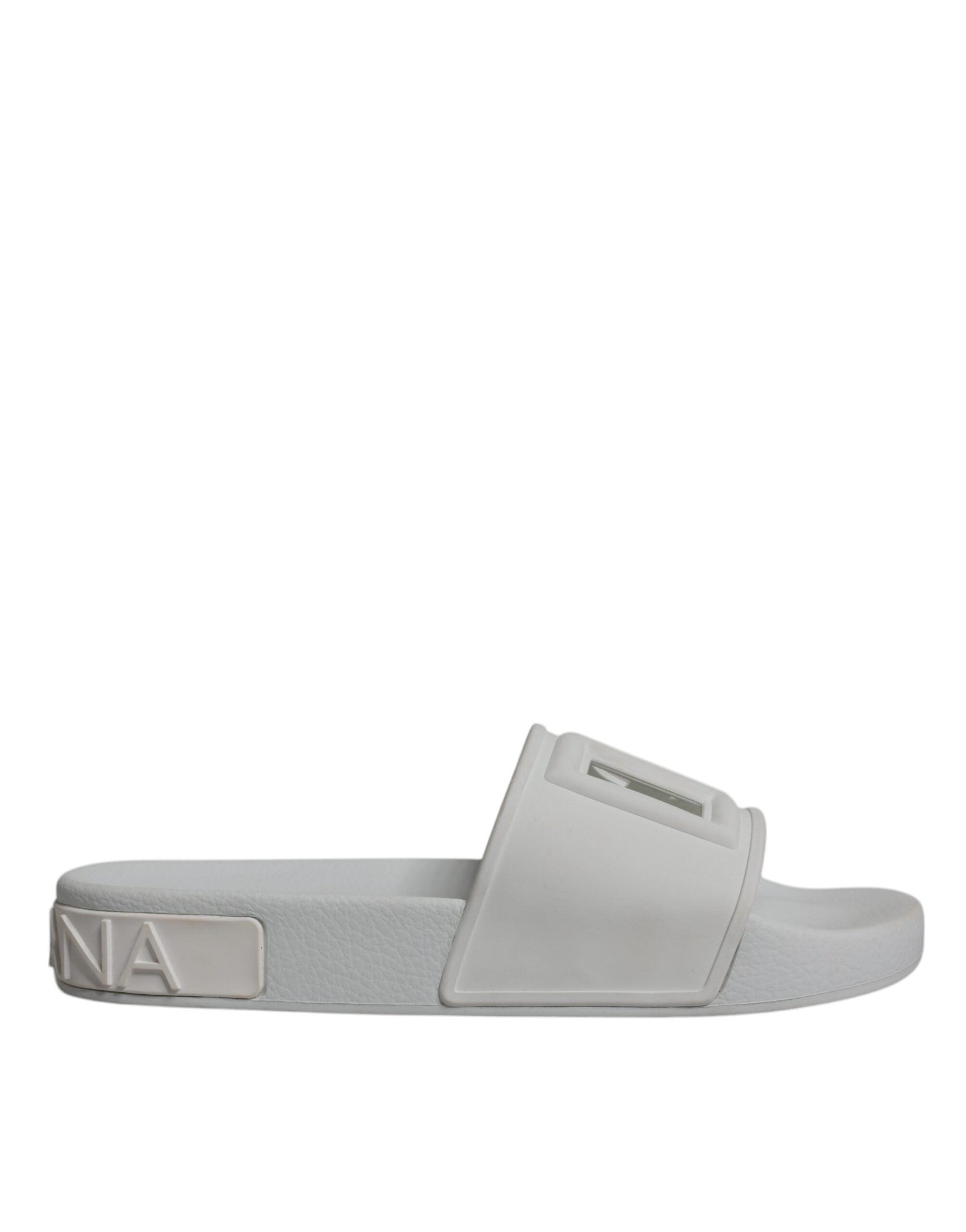 Dolce & Gabbana White Rubber Slides Sandals Beachwear Women's Shoes