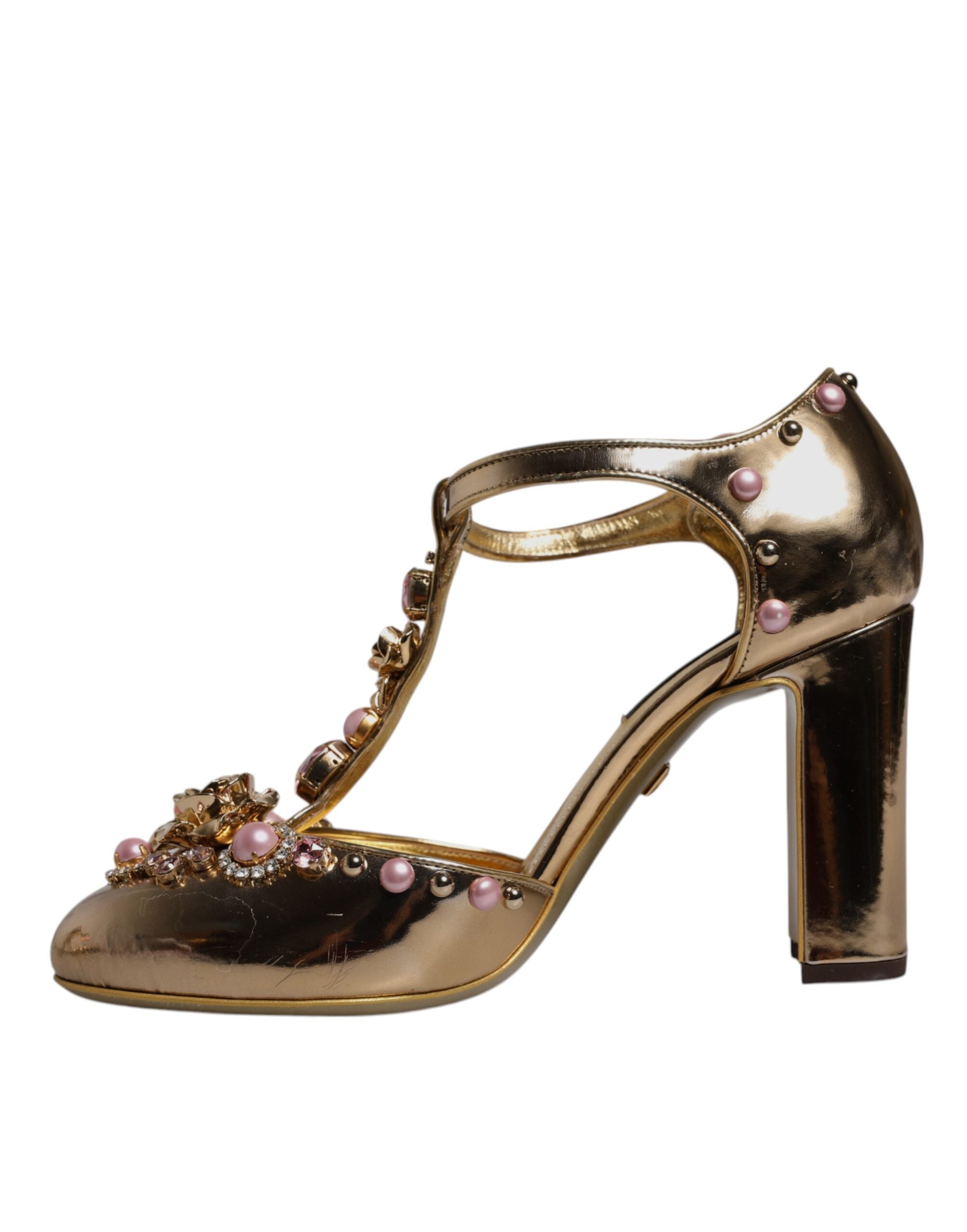 Dolce & Gabbana Gold Embellished Vally Heels Sandals Women's Shoes (Pre-Owned)
