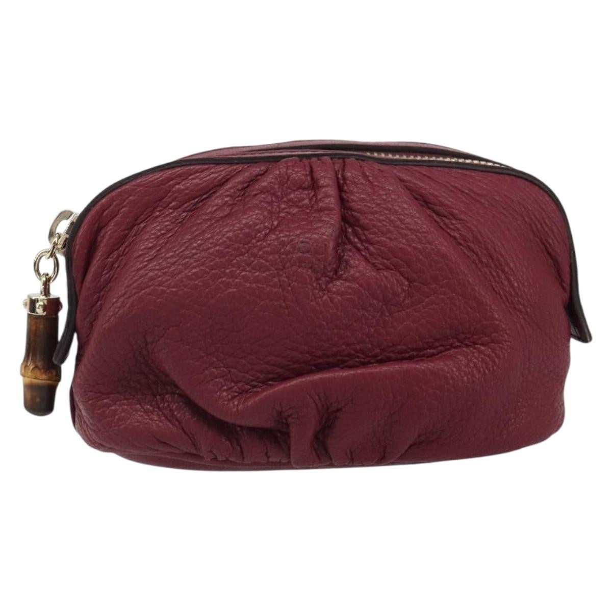 Gucci Bamboo Leather Purple Leather Clutche & Pouche Bag (Pre-Owned)