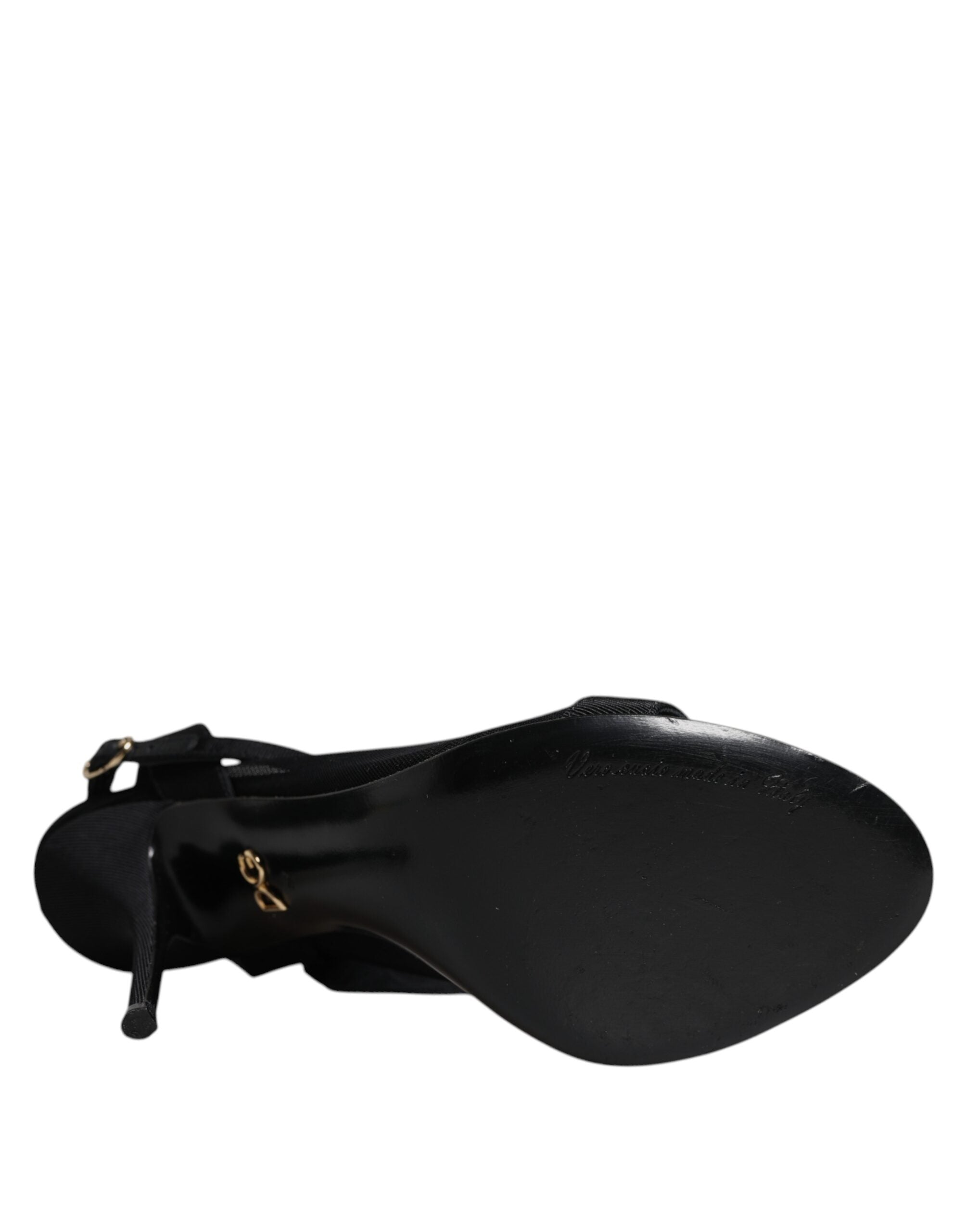Dolce & Gabbana Black Tulle Stretch Heels Sandals Women's Shoes (Pre-Owned)
