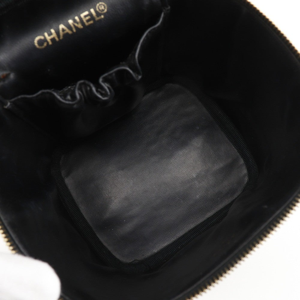 Chanel Vintage Cosmetic Case Leather Black Leather Clutche & Pouche Bag (Pre-Owned)