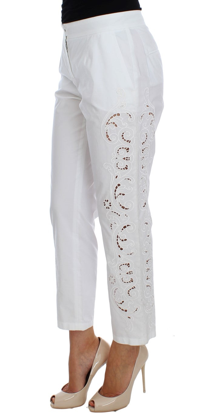 Dolce & Gabbana White Floral Cutout Dress Sicily Women's Pants
