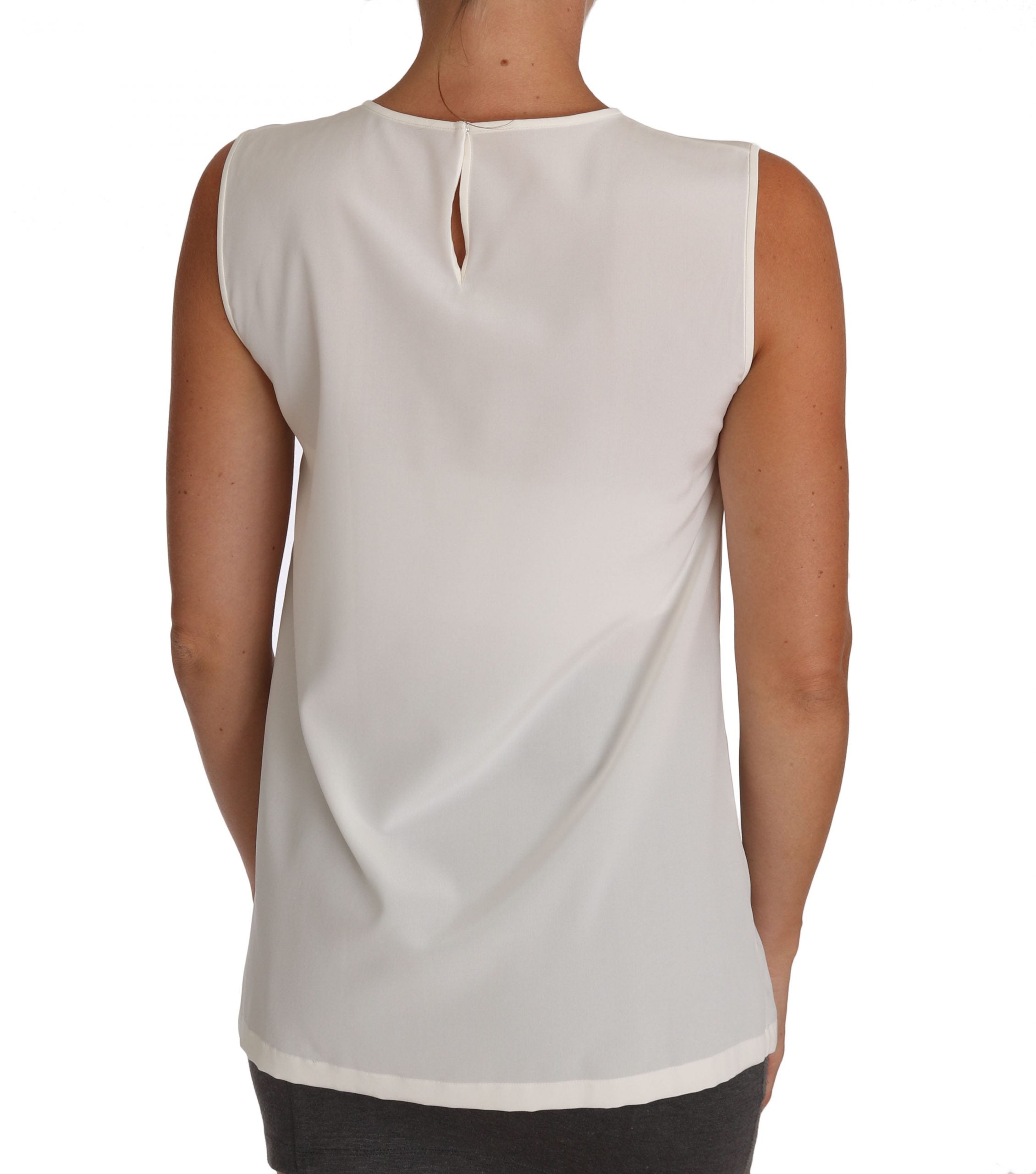 Dolce & Gabbana White Silk Embellished Crystal Sequin Fairy Women's Top