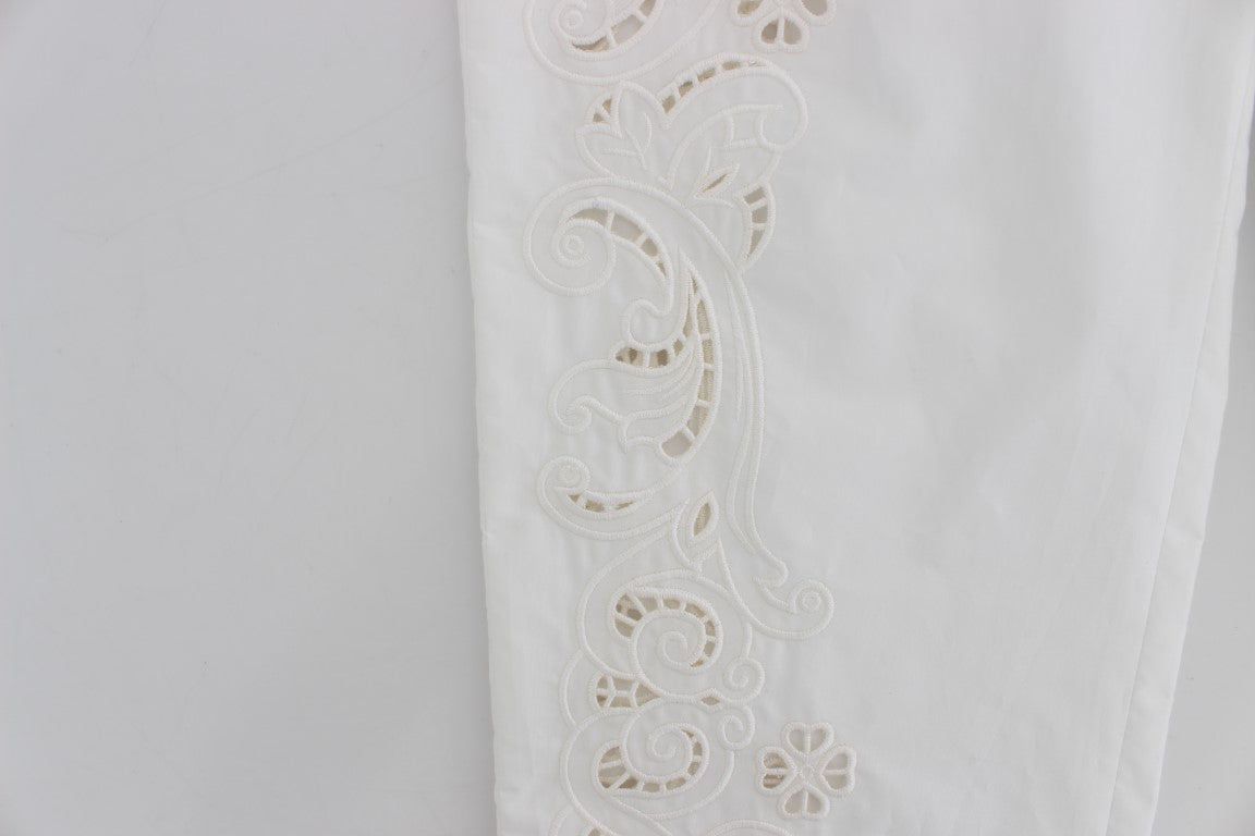 Dolce & Gabbana White Floral Cutout Dress Sicily Women's Pants