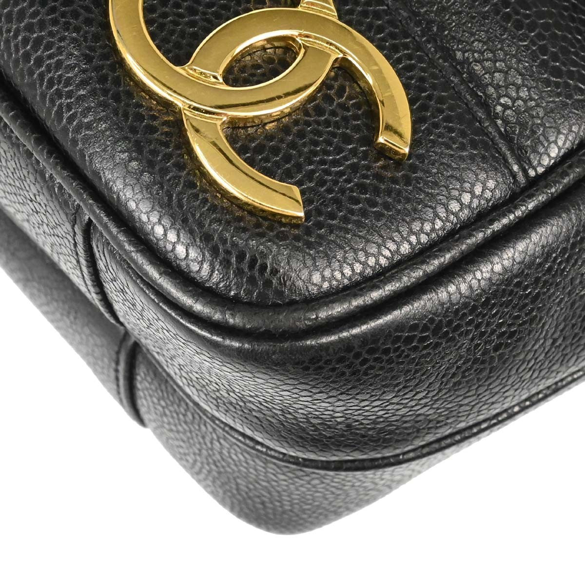 Chanel Triple Cc Chain Shoulder Caviar Leather Black Leather Shoulder Bag Bag (Pre-Owned)