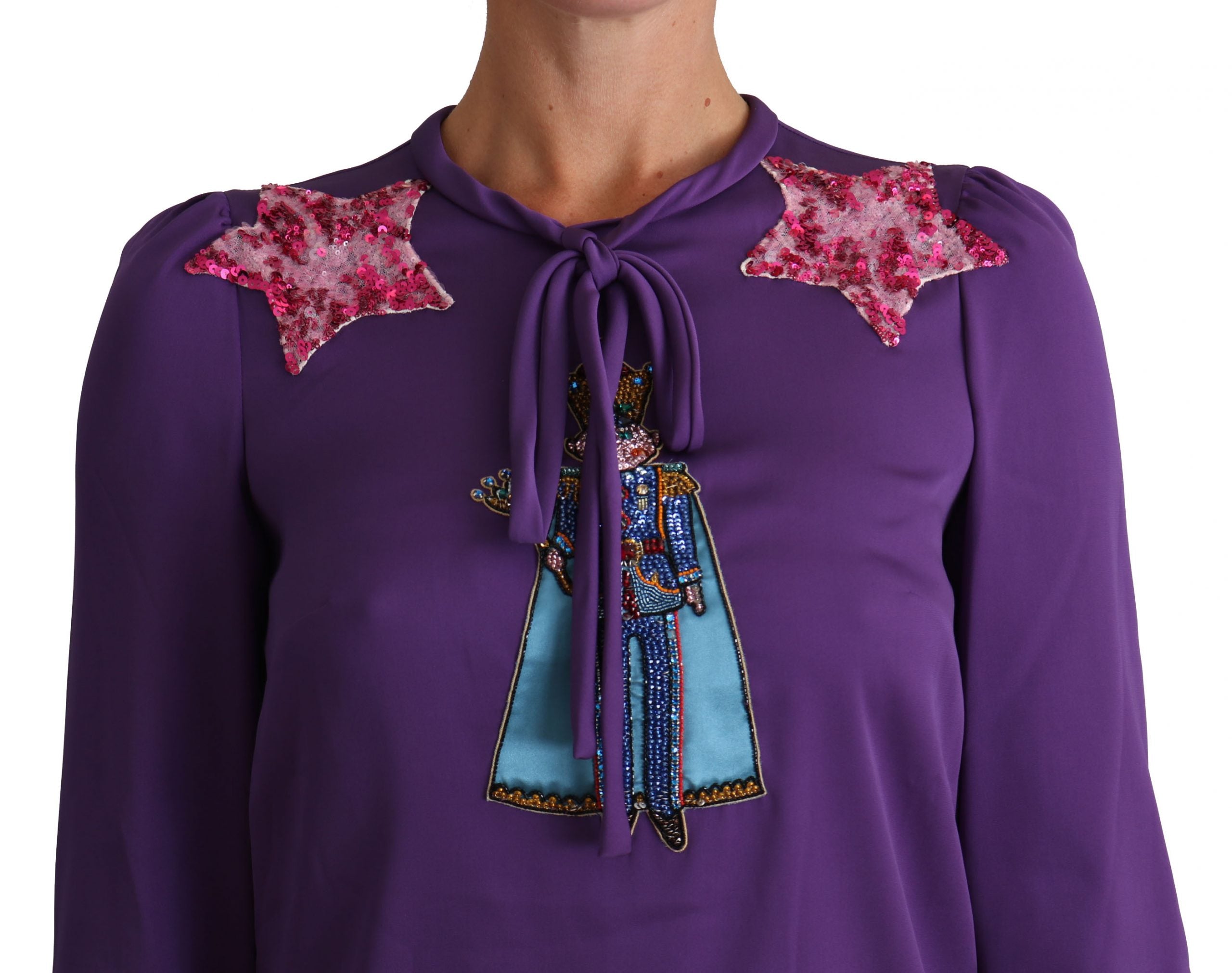 Dolce & Gabbana Purple Blouse Prince Fairy Tale Embellished Women's Top