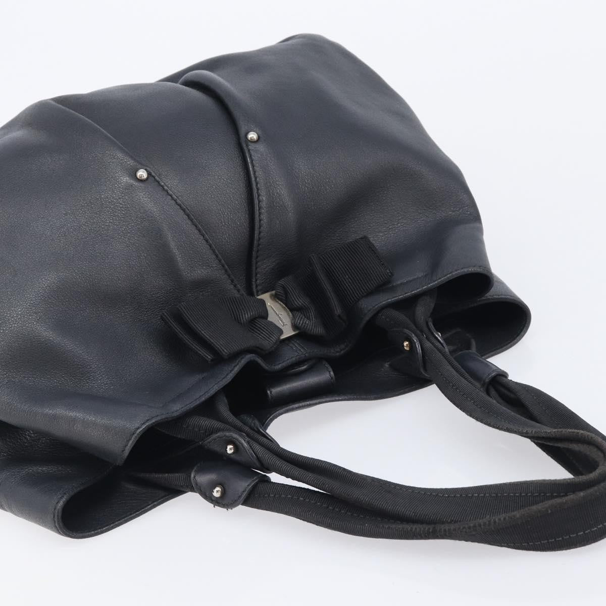 Salvatore Ferragamo Vala Tote Leather Black Leather Tote Bag Bag (Pre-Owned)