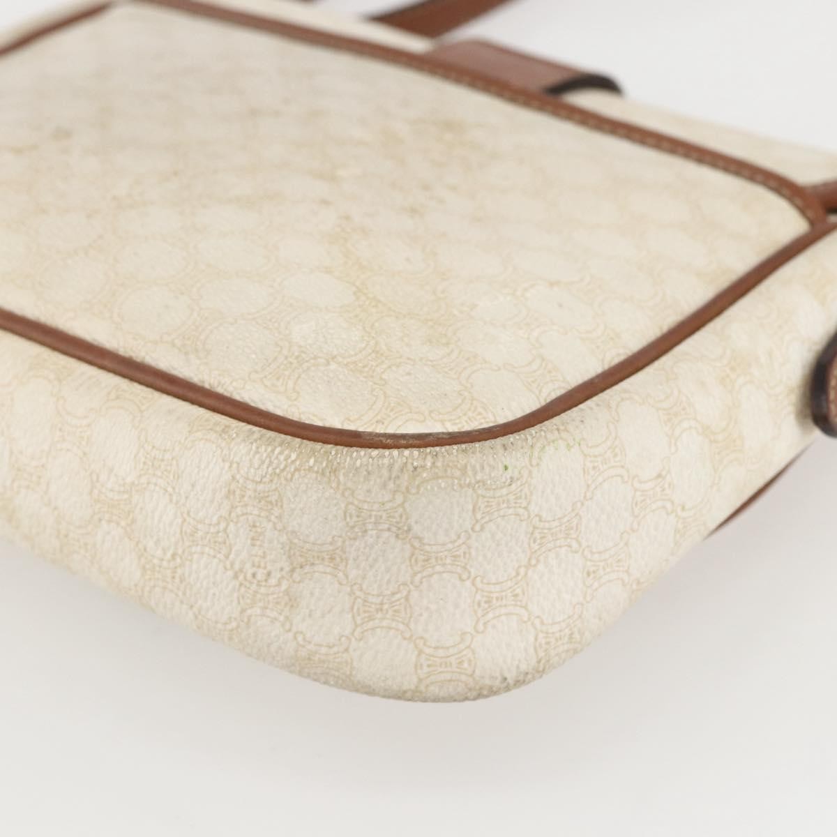 Celine Vintage Macadam Canvas And Leather White Canvas Shoulder Bag Bag (Pre-Owned)