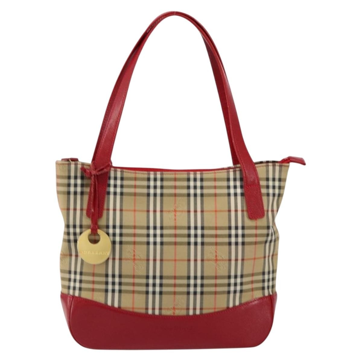 Burberry Nova Check Nova Check Canvas Beige Canvas Handbag (Pre-Owned)