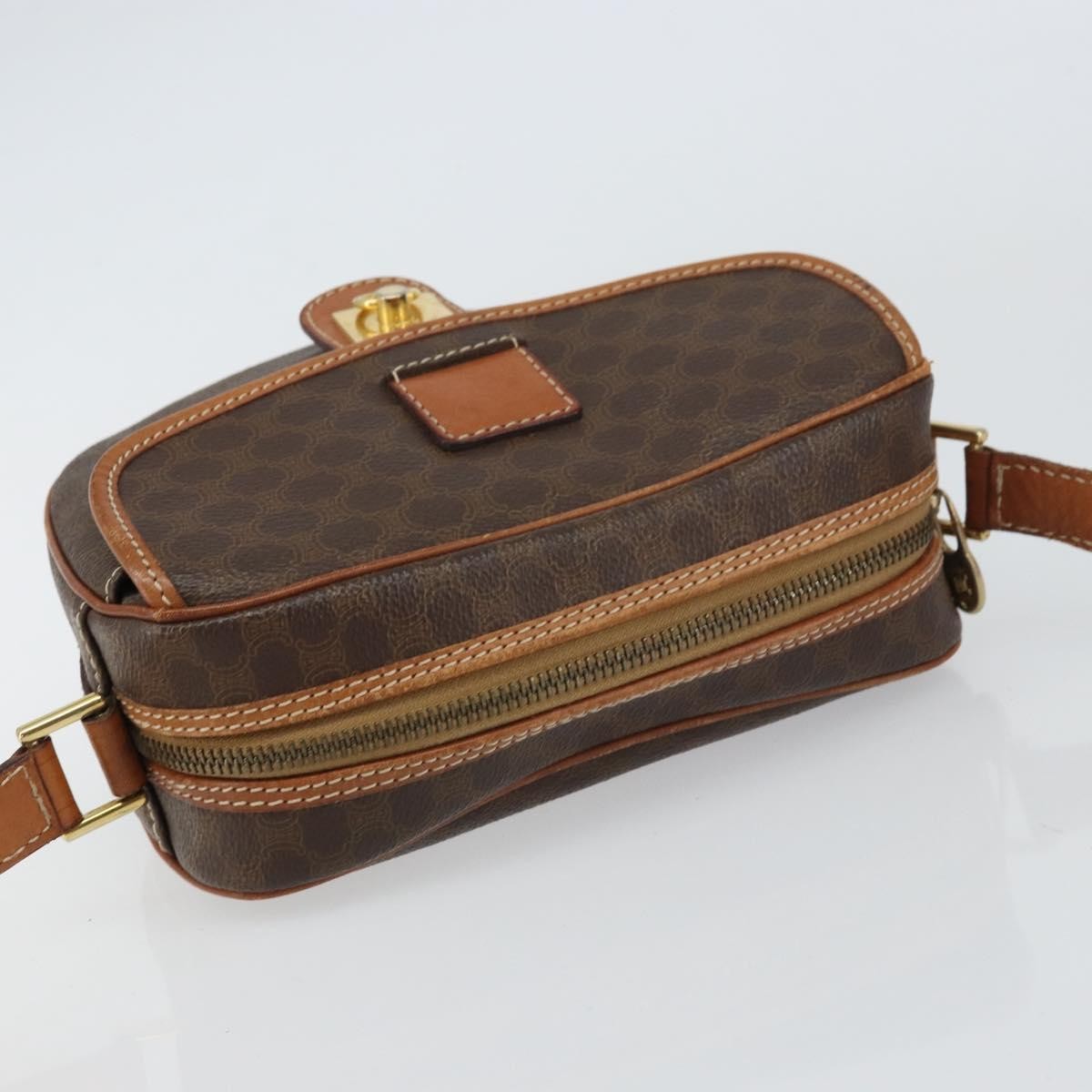 Celine Vintage Macadam Canvas And Leather Brown Canvas Shoulder Bag Bag (Pre-Owned)