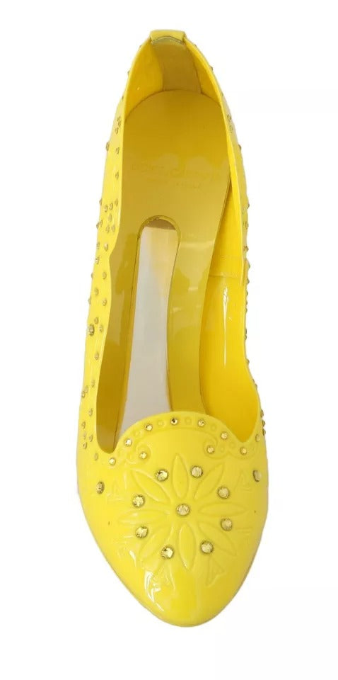Dolce & Gabbana Yellow Crystal Heels CINDERELLA Women's Shoes