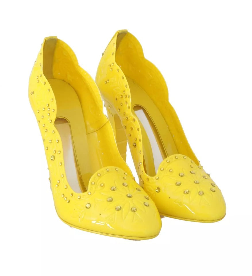 Dolce & Gabbana Yellow Crystal Heels CINDERELLA Women's Shoes