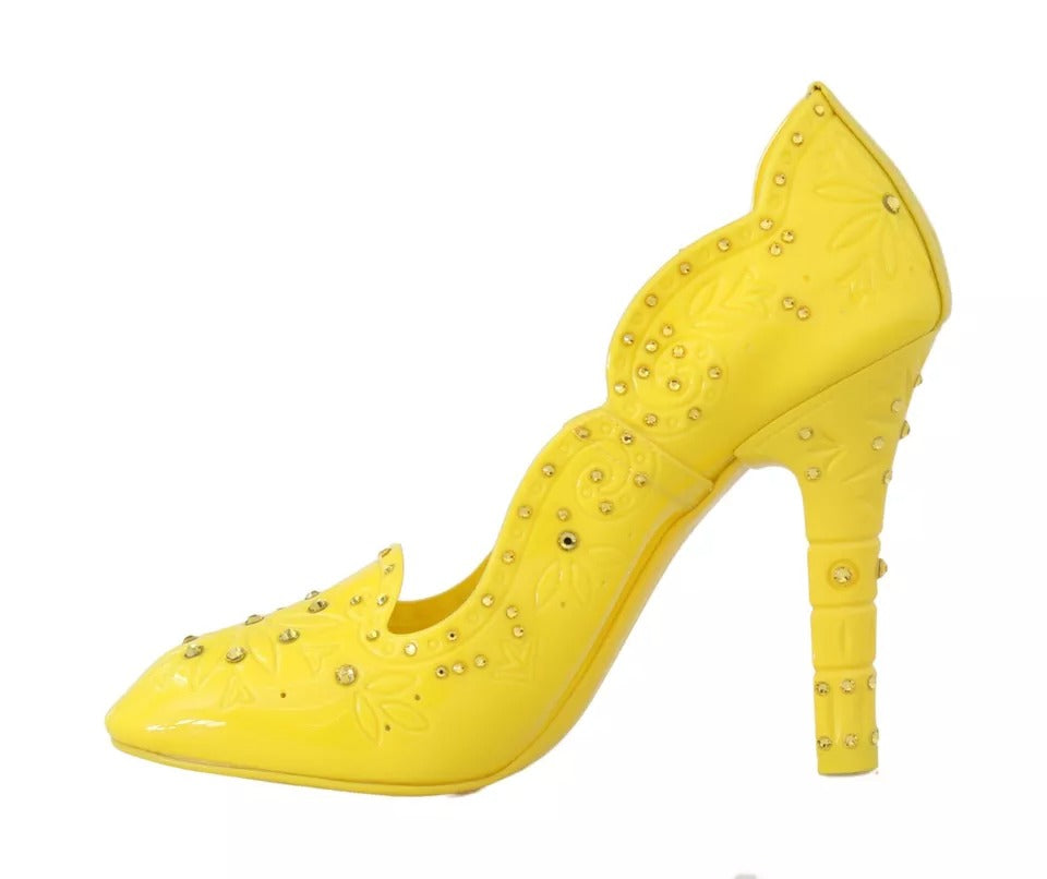 Dolce & Gabbana Yellow Crystal Heels CINDERELLA Women's Shoes