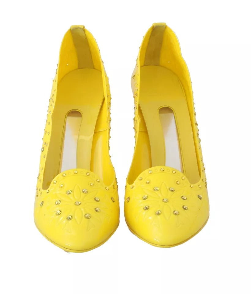 Dolce & Gabbana Yellow Crystal Heels CINDERELLA Women's Shoes
