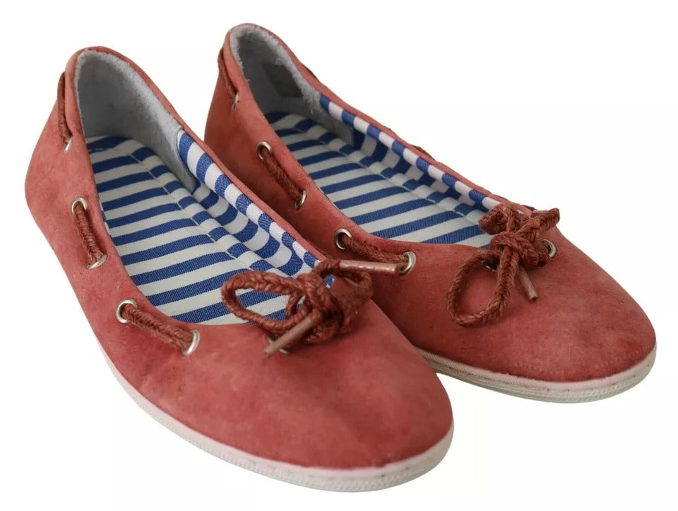 Pantofola D'Oro Scarlet Red Blue Stripe Flat Slip-On Women's Shoes (Pre-Owned)