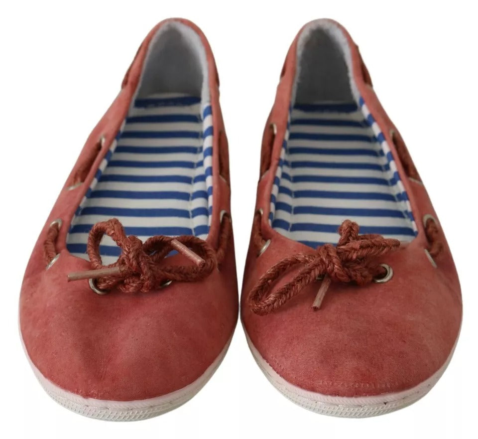 Pantofola D'Oro Scarlet Red Blue Stripe Flat Slip-On Women's Shoes (Pre-Owned)