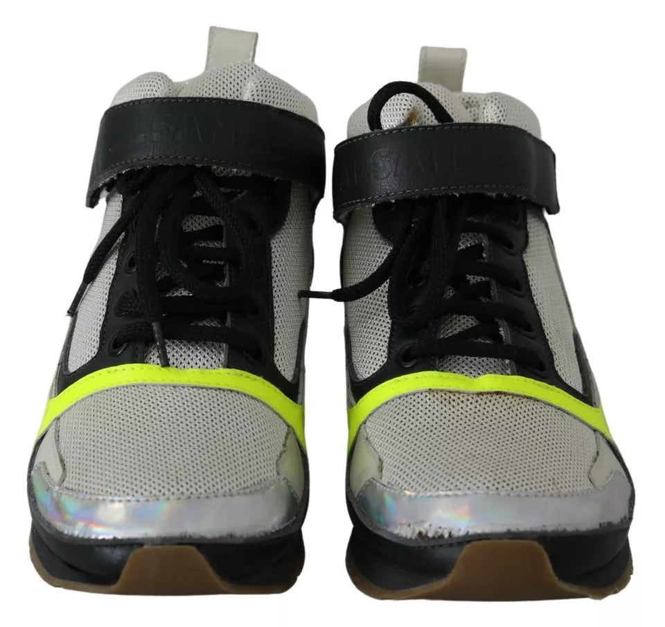 Jil Sander Fog Gray Neon Green Black Lace-Up Strap Women's Shoes (Pre-Owned)