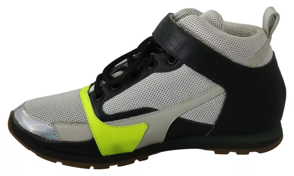 Jil Sander Fog Gray Neon Green Black Lace-Up Strap Women's Shoes (Pre-Owned)
