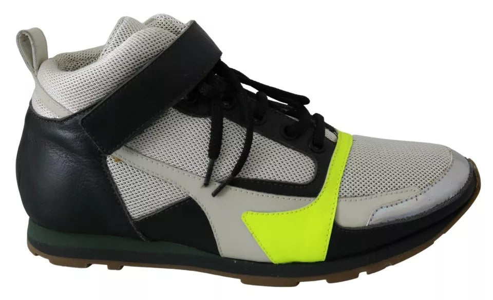 Jil Sander Fog Gray Neon Green Black Lace-Up Strap Women's Shoes (Pre-Owned)