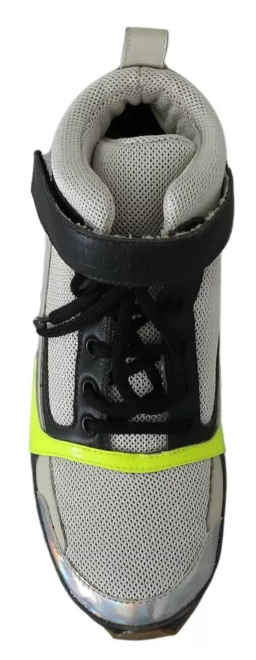 Jil Sander Fog Gray Neon Green Black Lace-Up Strap Women's Shoes (Pre-Owned)