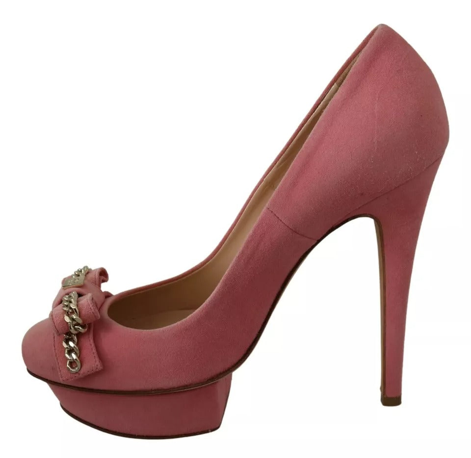 Elisabetta Franchi Pink Bow Stiletto Heel Pumps Women's Shoes (Pre-Owned)