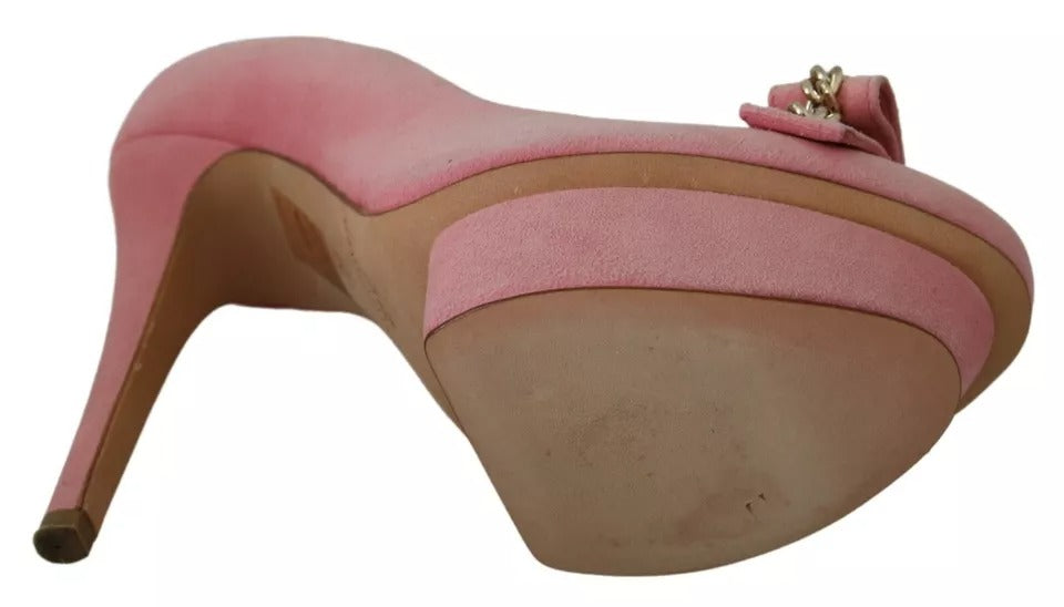 Elisabetta Franchi Pink Bow Stiletto Heel Pumps Women's Shoes (Pre-Owned)