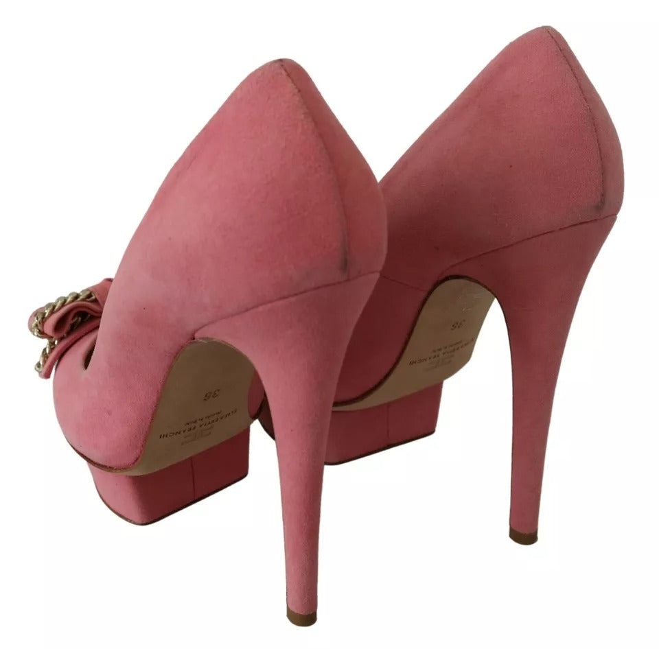 Elisabetta Franchi Pink Bow Stiletto Heel Pumps Women's Shoes (Pre-Owned)