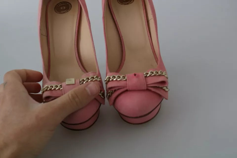 Elisabetta Franchi Pink Bow Stiletto Heel Pumps Women's Shoes (Pre-Owned)