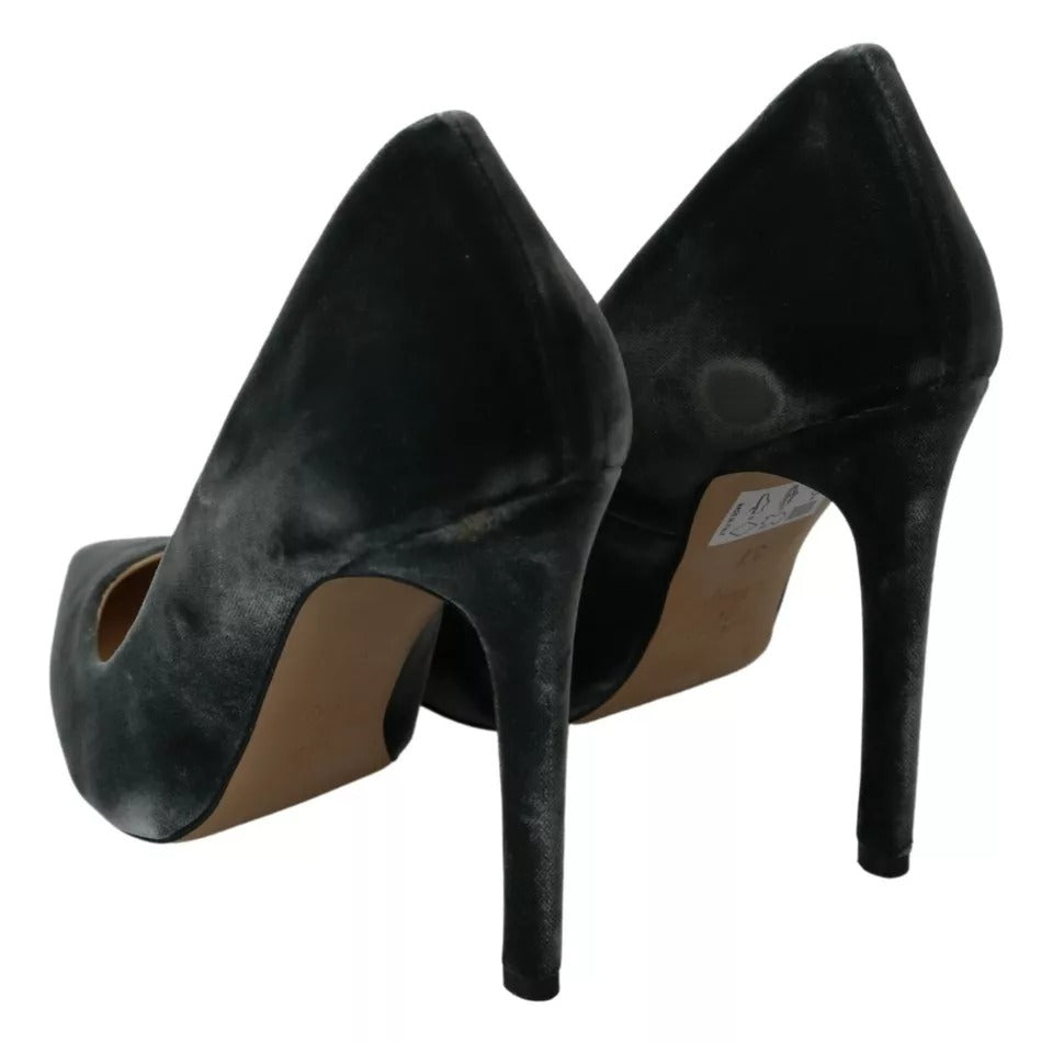 Ovyé Gray Velvet Dress Stiletto Pumps Women's Shoes (Pre-Owned)