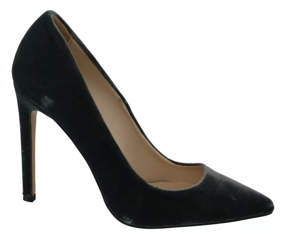 Ovyé Gray Velvet Dress Stiletto Pumps Women's Shoes (Pre-Owned)