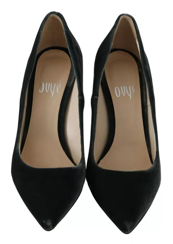 Ovyé Gray Velvet Dress Stiletto Pumps Women's Shoes (Pre-Owned)