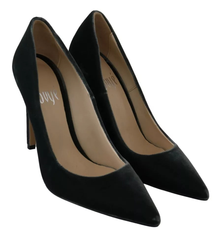 Ovyé Gray Velvet Dress Stiletto Pumps Women's Shoes (Pre-Owned)