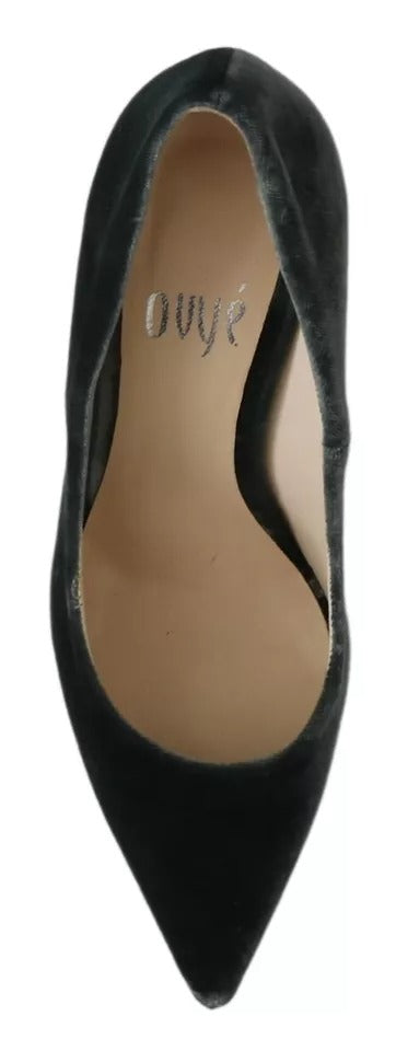 Ovyé Gray Velvet Dress Stiletto Pumps Women's Shoes (Pre-Owned)