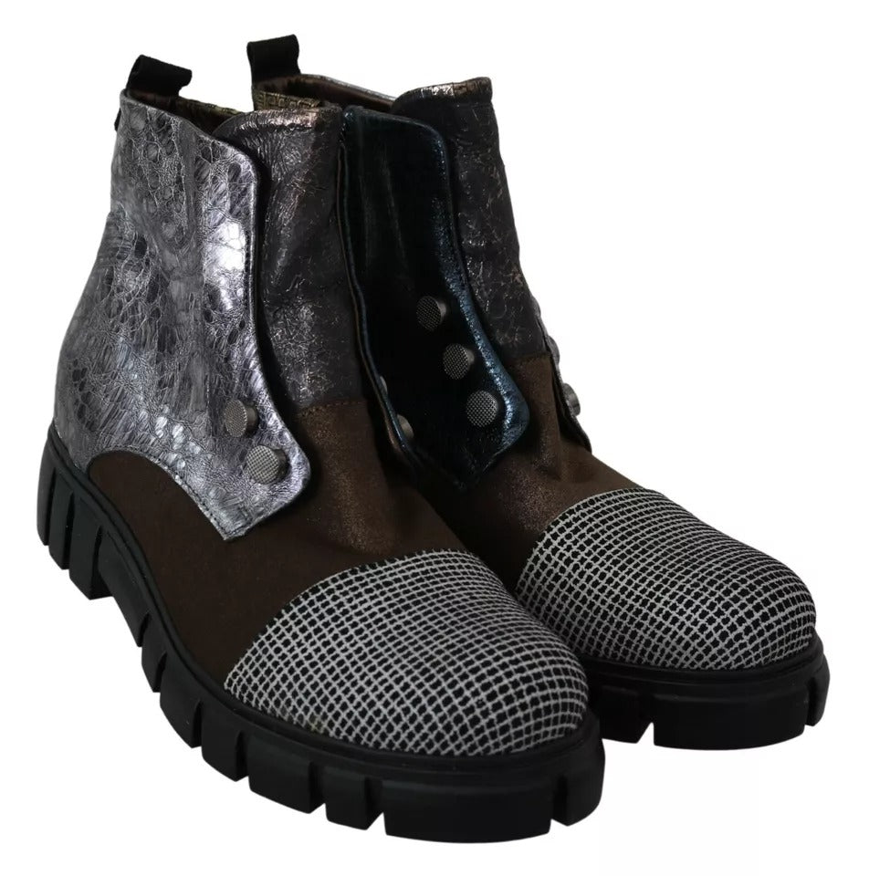 EBARRITO Multicolor Leather Suede Zipper Ankle Boots Women's Shoes (Pre-Owned)